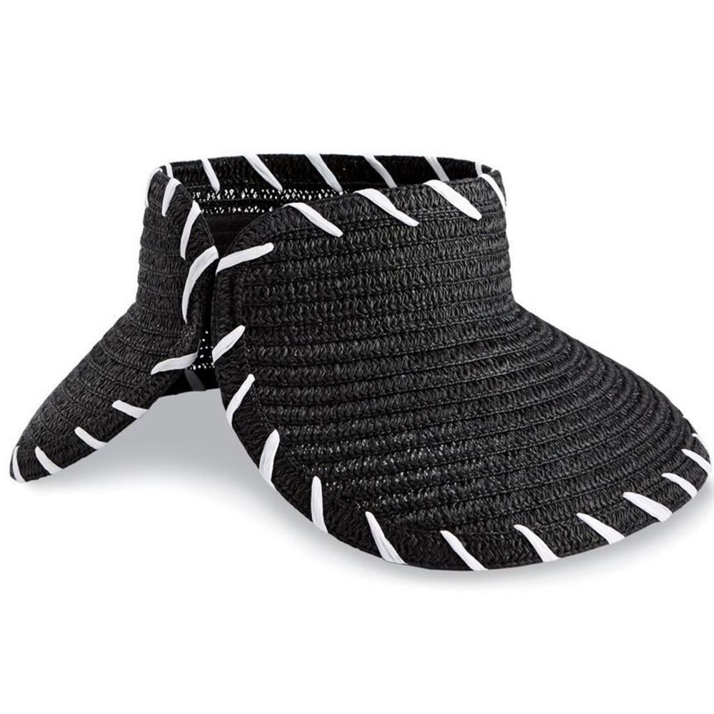 Mud Pie Black straw visor